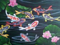 Fishes - Exotic Koi Fishes - Oil Painting